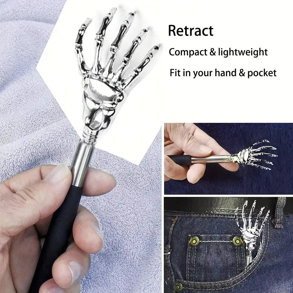 Portable Stainless Steel Telescopic Back Scratcher Extendable Scratcher Back Massager Tool for Blood Circulation Relax Health