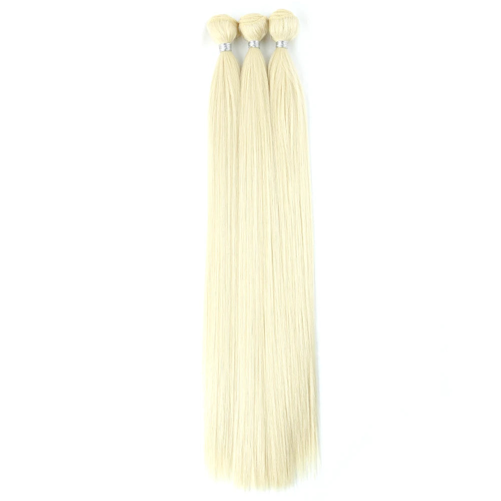 Bone Straight Hair Bundles Salon Natural Hair Extensions Fake Fibers Super Long Synthetic Yaki Straight Hair Weaving Full to End