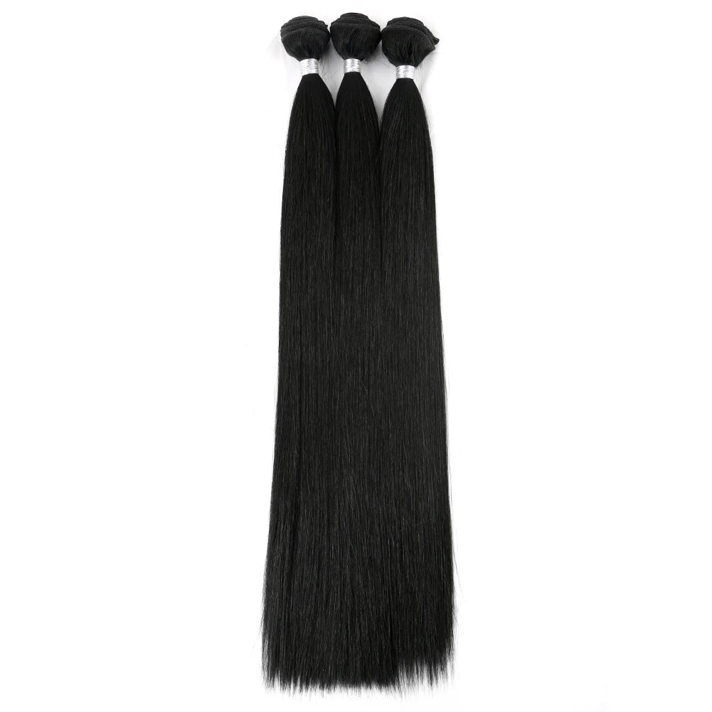Bone Straight Hair Bundles Salon Natural Hair Extensions Fake Fibers Super Long Synthetic Yaki Straight Hair Weaving Full to End