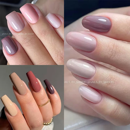 7ML Pink Glitter Nail Gel Polish Nude Natural Long Lasting Manicure Soak off UV LED Nail Art Base Top Coat Gel Varnish
