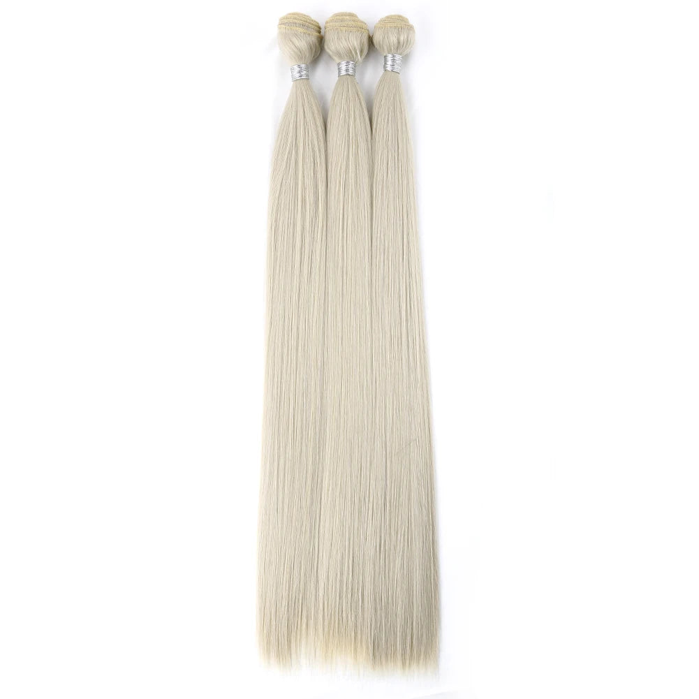 Bone Straight Hair Bundles Salon Natural Hair Extensions Fake Fibers Super Long Synthetic Yaki Straight Hair Weaving Full to End